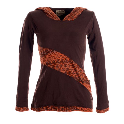 Vishes Sweater im Lagenlook mit Zipfelkapuze braun 46