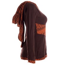 Vishes Sweater im Lagenlook mit Zipfelkapuze braun 46