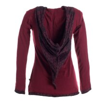 Vishes Sweater im Lagenlook mit Zipfelkapuze dunkelrot 32