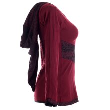 Vishes Sweater im Lagenlook mit Zipfelkapuze dunkelrot 40