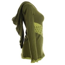 Vishes Sweater im Lagenlook mit Zipfelkapuze olive 36