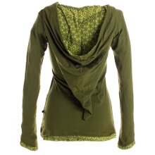 Vishes Sweater im Lagenlook mit Zipfelkapuze olive 46
