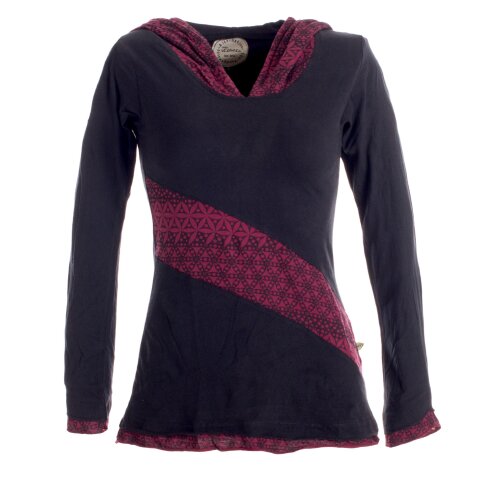 Vishes Sweater im Lagenlook mit Zipfelkapuze schwarz 34