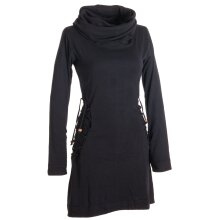 Vishes Einfarbiges Kleid mit extra langem Kapuzenkragen und Schnürungen schwarz 32/34