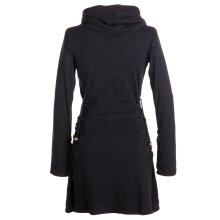 Vishes Einfarbiges Kleid mit extra langem Kapuzenkragen und Schnürungen schwarz 42