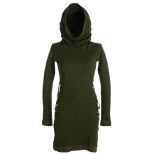 Vishes Einfarbiges Kleid mit extra langem Kapuzenkragen und Schnürungen schwarz 42