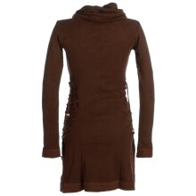 Vishes Einfarbiges Kleid mit extra langem Kapuzenkragen und Schnürungen braun 42