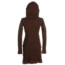 Vishes Einfarbiges Kleid mit extra langem Kapuzenkragen und Schnürungen braun 42