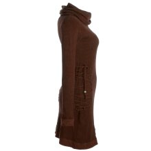 Vishes Einfarbiges Kleid mit extra langem Kapuzenkragen und Schnürungen braun 42