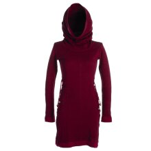 Vishes Einfarbiges Kleid mit extra langem Kapuzenkragen und Schnürungen dunkelrot 36