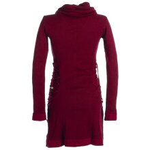 Vishes Einfarbiges Kleid mit extra langem Kapuzenkragen und Schnürungen dunkelrot 40