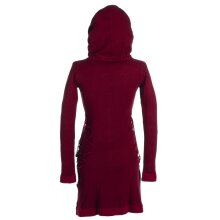 Vishes Einfarbiges Kleid mit extra langem Kapuzenkragen und Schnürungen dunkelrot 40