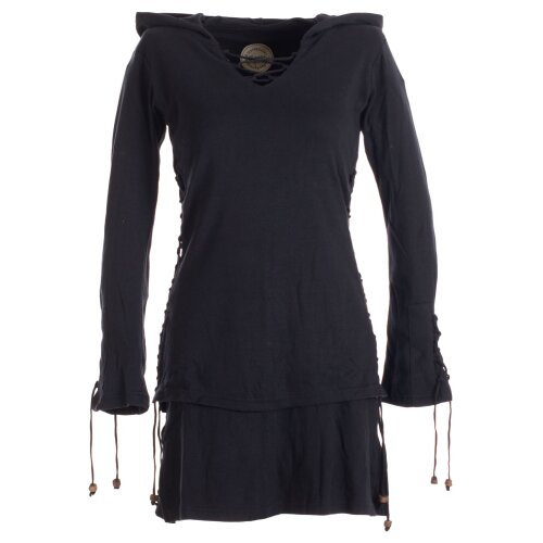 Vishes Kleid lagenlook Kleid mit Zipfelkapuze schwarz 36