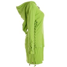 Vishes Kleid lagenlook Kleid mit Zipfelkapuze hellgrün 36