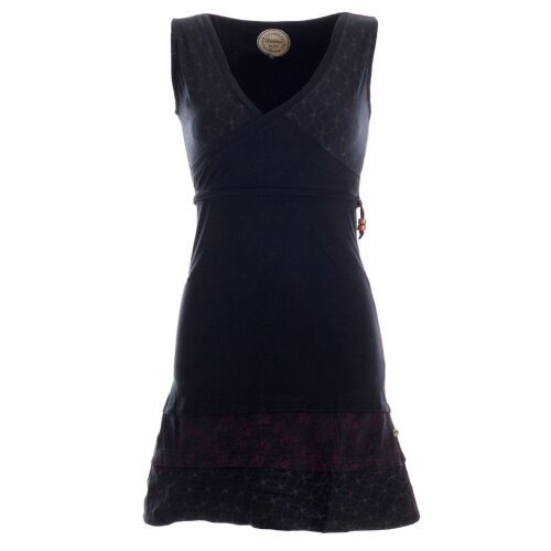 Vishes Kurzes ärmelloses mini Sommerkleid bedruckt - Tunika Schwarz 34-36