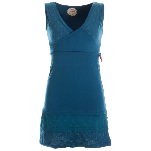 Vishes Kurzes ärmelloses mini Sommerkleid bedruckt - Tunika Türkis 34-36