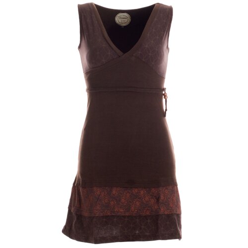 Vishes Kurzes ärmelloses mini Sommerkleid bedruckt - Tunika braun 34