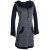 Vishes Bedrucktes Baumwollkleid mit Kapuzenschalkragen und Taschen grau-schwarz 36