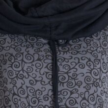 Vishes Bedrucktes Baumwollkleid mit Kapuzenschalkragen und Taschen grau-schwarz 38