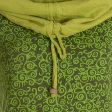 Vishes Bedrucktes Baumwollkleid mit Kapuzenschalkragen und Taschen olivegrün 34