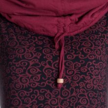 Vishes Bedrucktes Baumwollkleid mit Kapuzenschalkragen und Taschen schwarz-dunkelrot 40