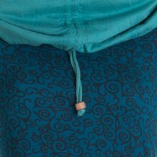 Vishes Bedrucktes Baumwollkleid mit Kapuzenschalkragen und Taschen türkis 40