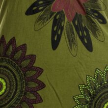 Vishes Asymmetrisch geschnittenes Longshirt, Elfen Tunika mit großen Blumen bedruckt olive 34