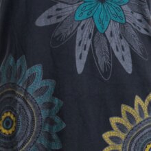 Vishes Asymmetrisch geschnittenes Longshirt, Elfen Tunika mit großen Blumen bedruckt schwarz 38