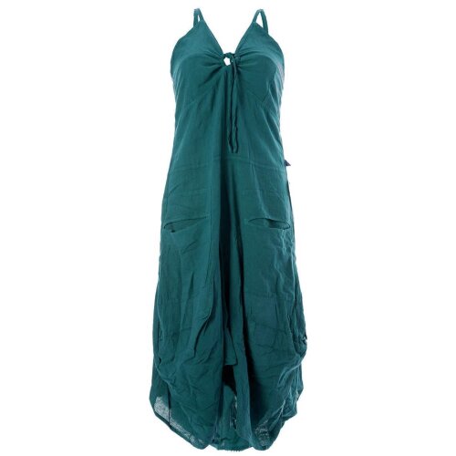 Vishes Lagenlook Ballonkleid mit verstellbaren Trägern türkis 44-46
