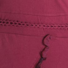 Vishes Asymmetrisches Lagenlook Baumwollkleid mit Rüschen, Flechtwerk und Zipfelkapuze dunkelrot 38