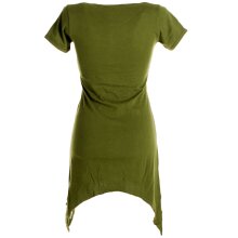 Vishes Asymmetrisch geschnittenes Longshirt, Elfen Tunika mit großen Blumen bedruckt olive 48