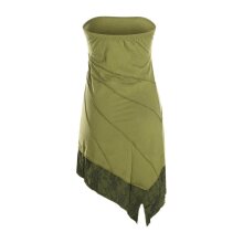 Vishes Trägerloses asymmetrisches Damen Bandeaukleid Mini Sommerkleid im Lagenlook aus leichtem Baumwolljersey olive 38