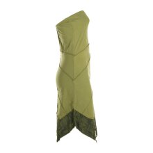 Vishes Trägerloses asymmetrisches Damen Bandeaukleid Mini Sommerkleid im Lagenlook aus leichtem Baumwolljersey olive 38