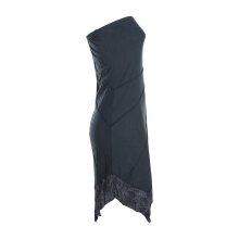 Vishes Trägerloses asymmetrisches Damen Bandeaukleid Mini Sommerkleid im Lagenlook aus leichtem Baumwolljersey schwarz 40