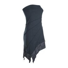 Vishes Trägerloses asymmetrisches Damen Bandeaukleid Mini Sommerkleid im Lagenlook aus leichtem Baumwolljersey schwarz 40