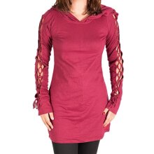 Vishes Einfarbiges Langarm Baumwoll Hoodie-Kleid mit...