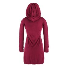 Vishes Einfarbiges Langarm Baumwoll Hoodie-Kleid mit geschnürten Ärmeln dunkelrot 36/38