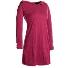 Vishes Einfarbiges Langarm Baumwoll Hoodie-Kleid mit geschnürten Ärmeln dunkelrot 42