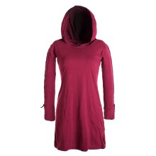 Vishes Einfarbiges Langarm Baumwoll Hoodie-Kleid mit geschnürten Ärmeln dunkelrot 42
