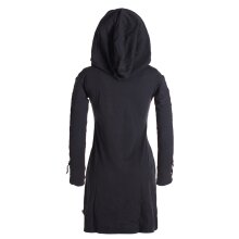 Vishes Einfarbiges Langarm Baumwoll Hoodie-Kleid mit geschnürten Ärmeln schwarz 34/36