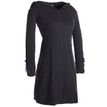 Vishes Einfarbiges Langarm Baumwoll Hoodie-Kleid mit geschnürten Ärmeln schwarz 44