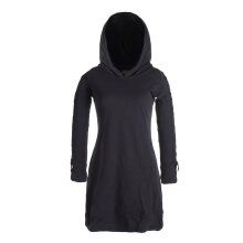 Vishes Einfarbiges Langarm Baumwoll Hoodie-Kleid mit geschnürten Ärmeln schwarz 44