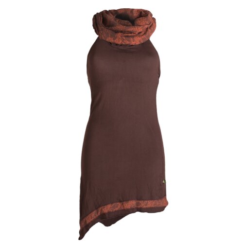 Vishes Neckholder Zipfelkleid mit Kapuzenkragen aus Baumwolle braun 32/34