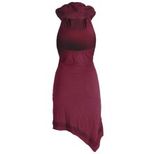 Vishes Neckholder Zipfelkleid mit Kapuzenkragen aus Baumwolle dunkelrot 34