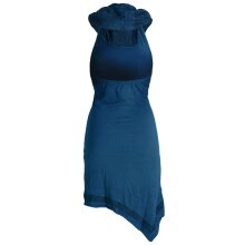 Vishes Neckholder Zipfelkleid mit Kapuzenkragen aus Baumwolle türkis 40