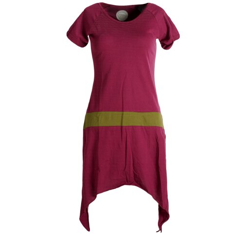 Vishes Einfaches Zipfelkleid mit kurzen Ärmeln aus Biobaumwolle dunkelrot 32/34