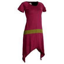 Vishes Einfaches Zipfelkleid mit kurzen Ärmeln aus Biobaumwolle dunkelrot 32/34