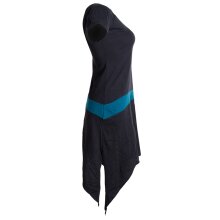 Vishes Einfaches Zipfelkleid mit kurzen Ärmeln aus Biobaumwolle schwarz-türkis 48