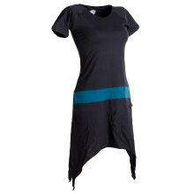 Vishes Einfaches Zipfelkleid mit kurzen Ärmeln aus Biobaumwolle schwarz-türkis 48