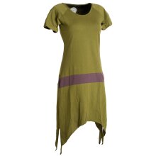 Vishes Einfaches Zipfelkleid mit kurzen Ärmeln aus Biobaumwolle olive 48